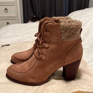 Ugg Suede Heel Lace Up Boots